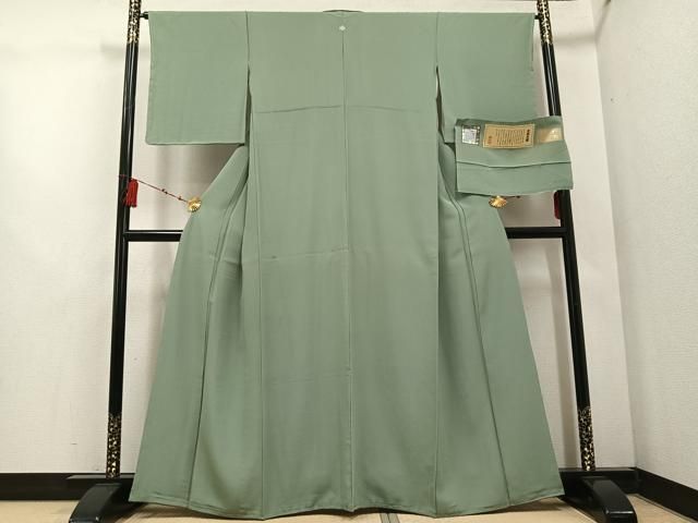 平和屋着物 上質な色無地 本草木染 薄青色 丹後ちりめん 反端付き 正絹 ph