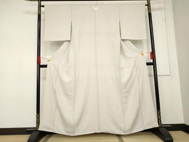 平和屋着物 上質な色無地 枝花地紋 灰桜色 正絹 cs