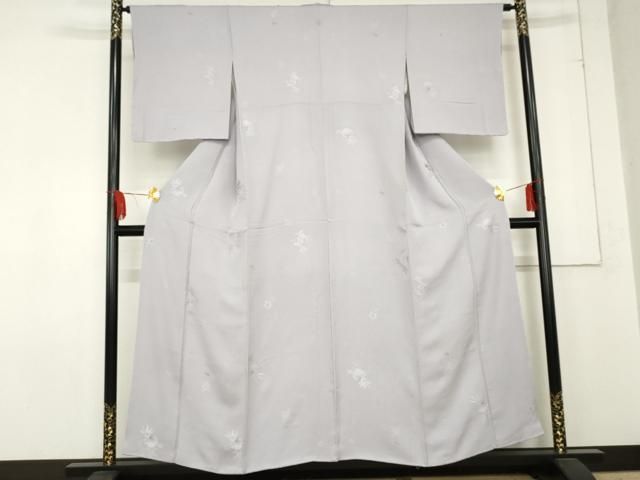 平和屋着物 上質な色無地 繍粋織り 吉祥江戸小紋 藤色 やまと誂製 反端付き 正絹 cs