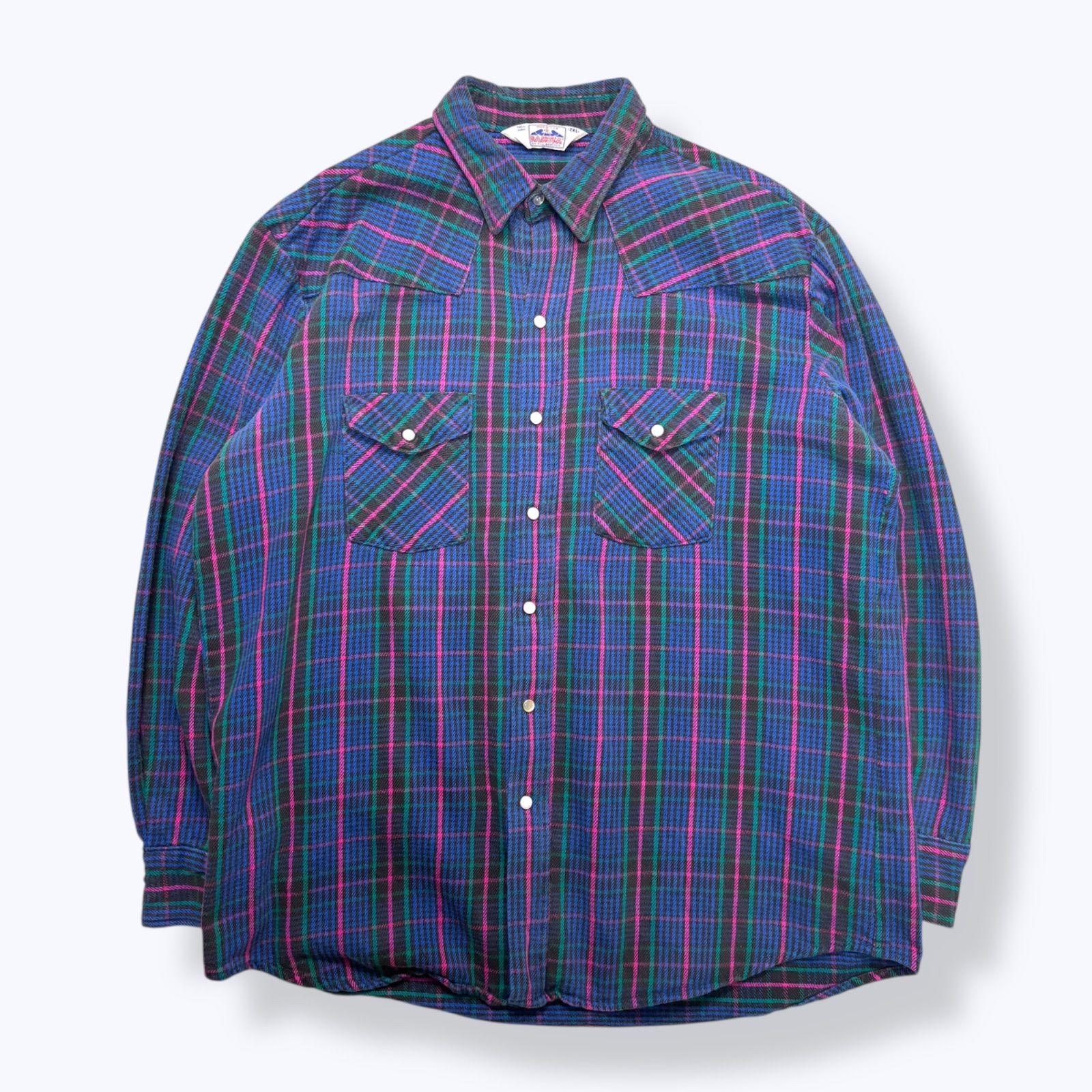 70s 80s DAKOTA by Five Brother Western Heavy Flannel Shirts 【2X 