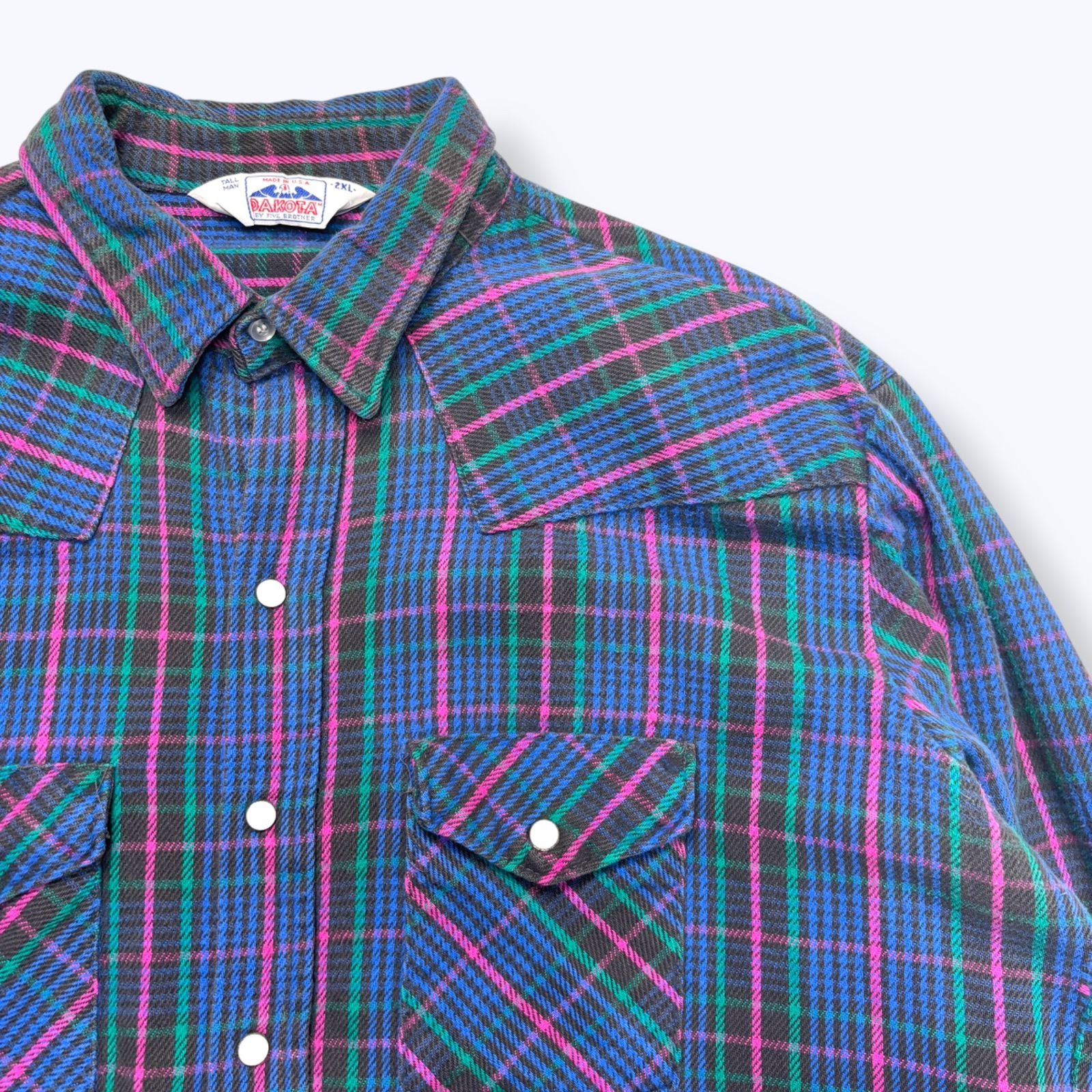 70s 80s DAKOTA by Five Brother Western Heavy Flannel Shirts 【2X 