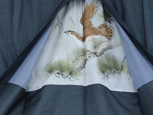 平和屋着物○男性 本場大島紬 アンサンブル 100亀甲 総詰め 羽裏：鷹