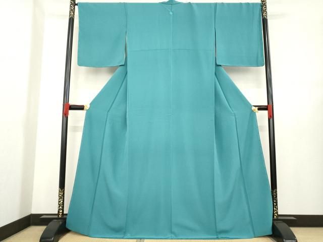 平和屋着物 上質な色無地 青碧色 正絹 ck