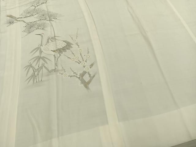  平和屋着物 長襦袢 無双仕立て 手描き 松竹梅 鶴 半衿刺繍 正絹 fy 長襦袢 長襦袢 半襦袢