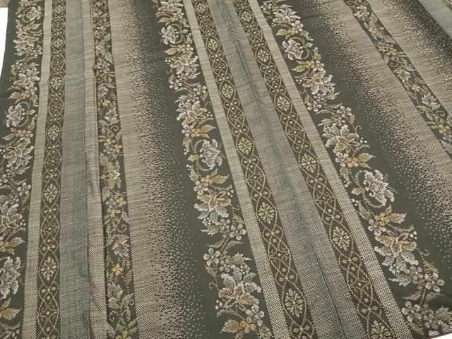 平和屋着物○本場大島紬 泥染め カタス7マルキ 花唐草間道 やまと誂製