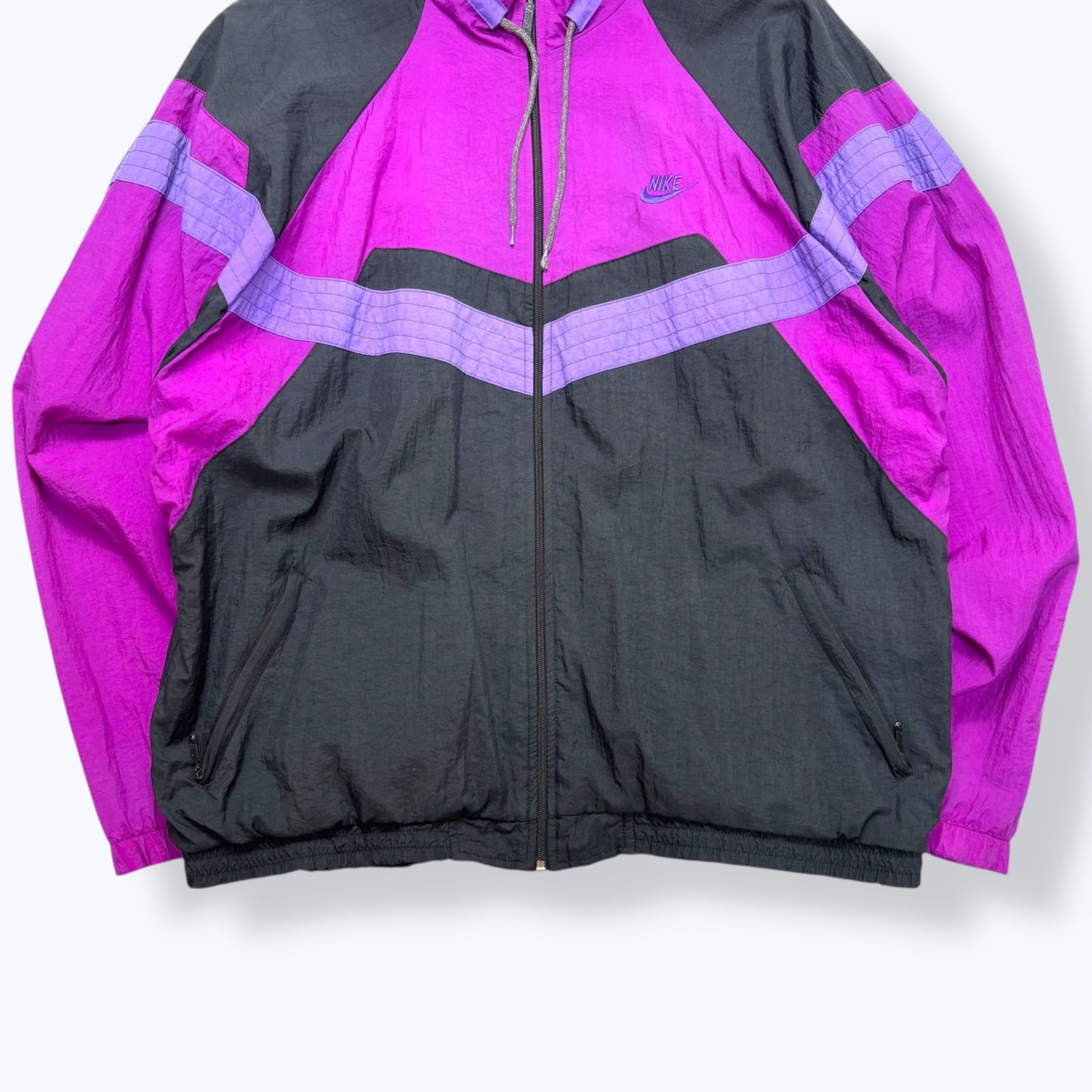 90s Euro NIKE Nylon Track Jacket 【XL】 90年代 ナイキ ユーロ 銀