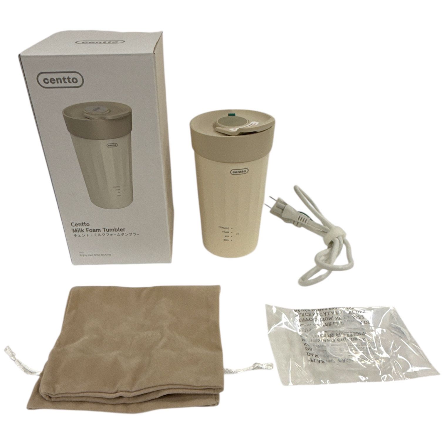 CH 91 D centto チェント ミルクフォームタンブラー TK-1118 K クリームホワイト 300 mL