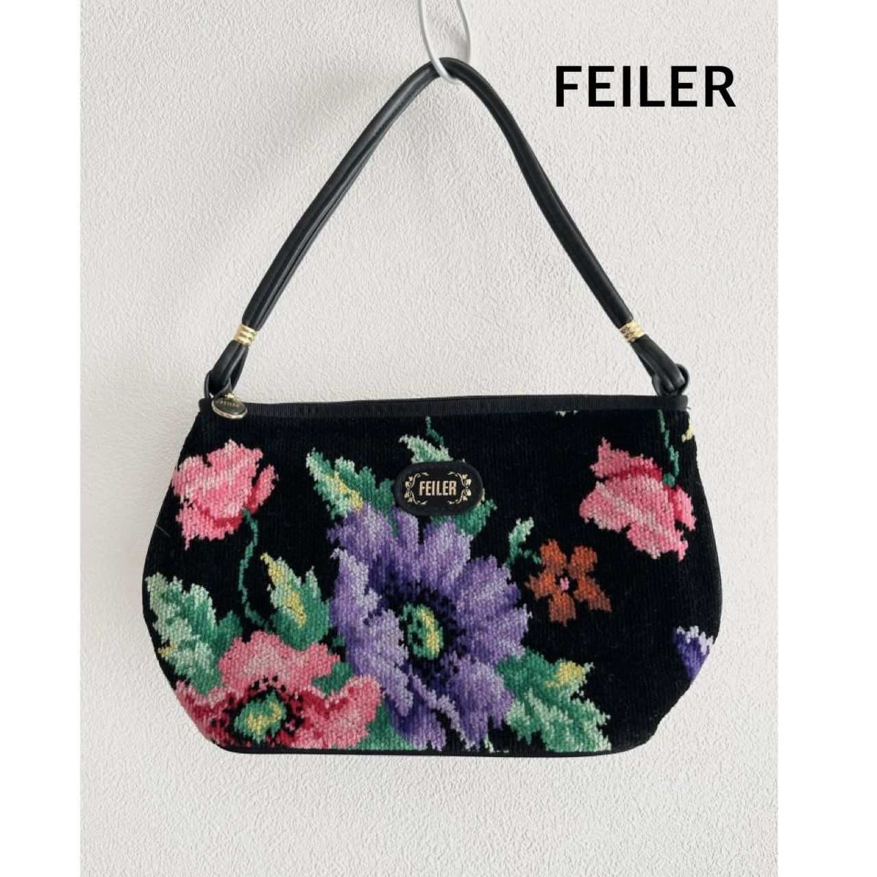 ☆FEILER フェイラー ハンドバッグ 花柄 ブラック 送料込み 6460809 