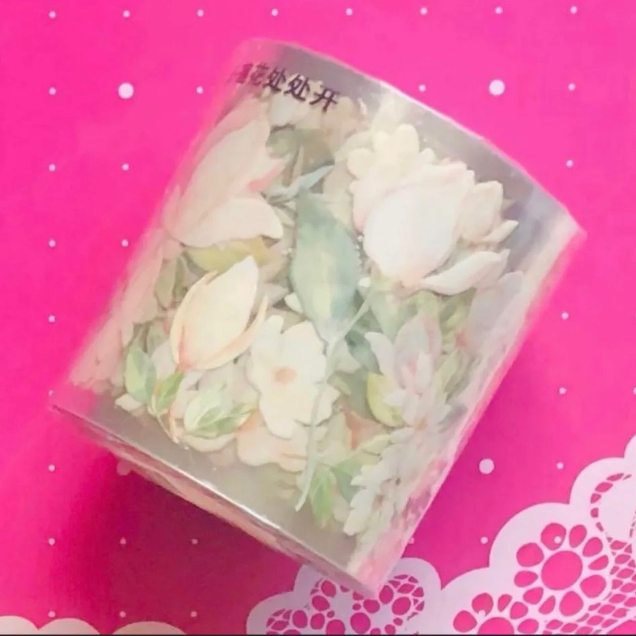 PET 5 cm×10 m 蓮花处处开 海外マスキングテープ 海外マステ 花