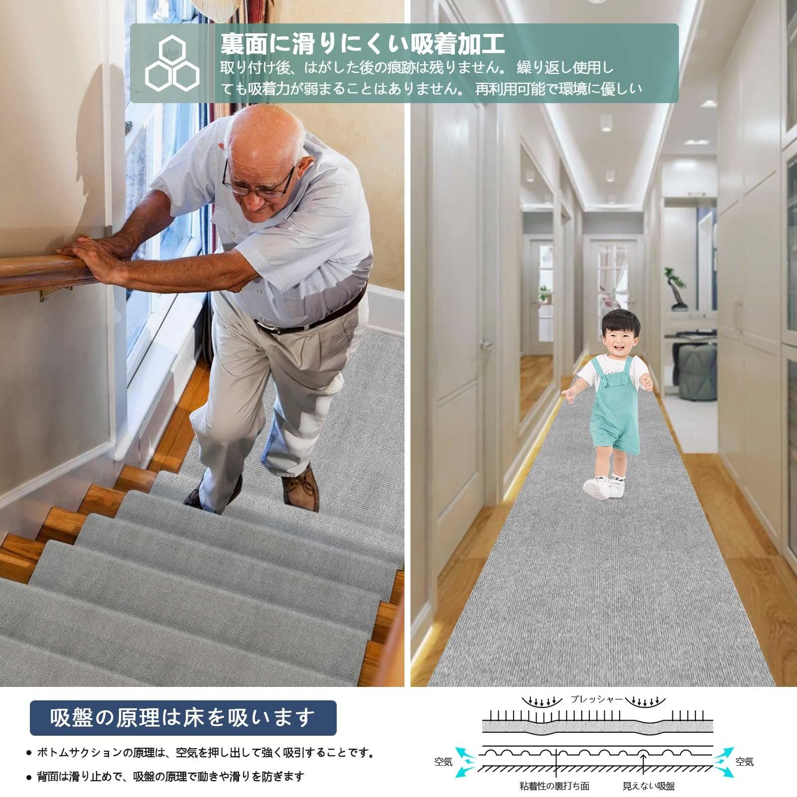 キッチンマットと玄関カーペット ラグマット 60×600cm 洗える PU 4mm厚