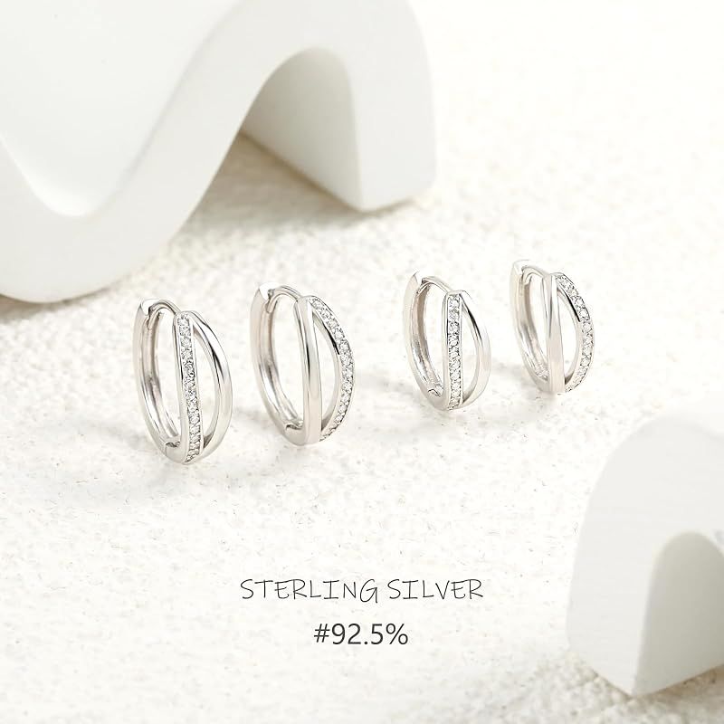 【新品】 Pasurohu ピアス K18 18金コーティング シルバー925 最高級キュービックジルコニア ダブルリング 人気 フープピアス レディース ローズゴールド ゴールド プラチナ 金属アレルギー対応 