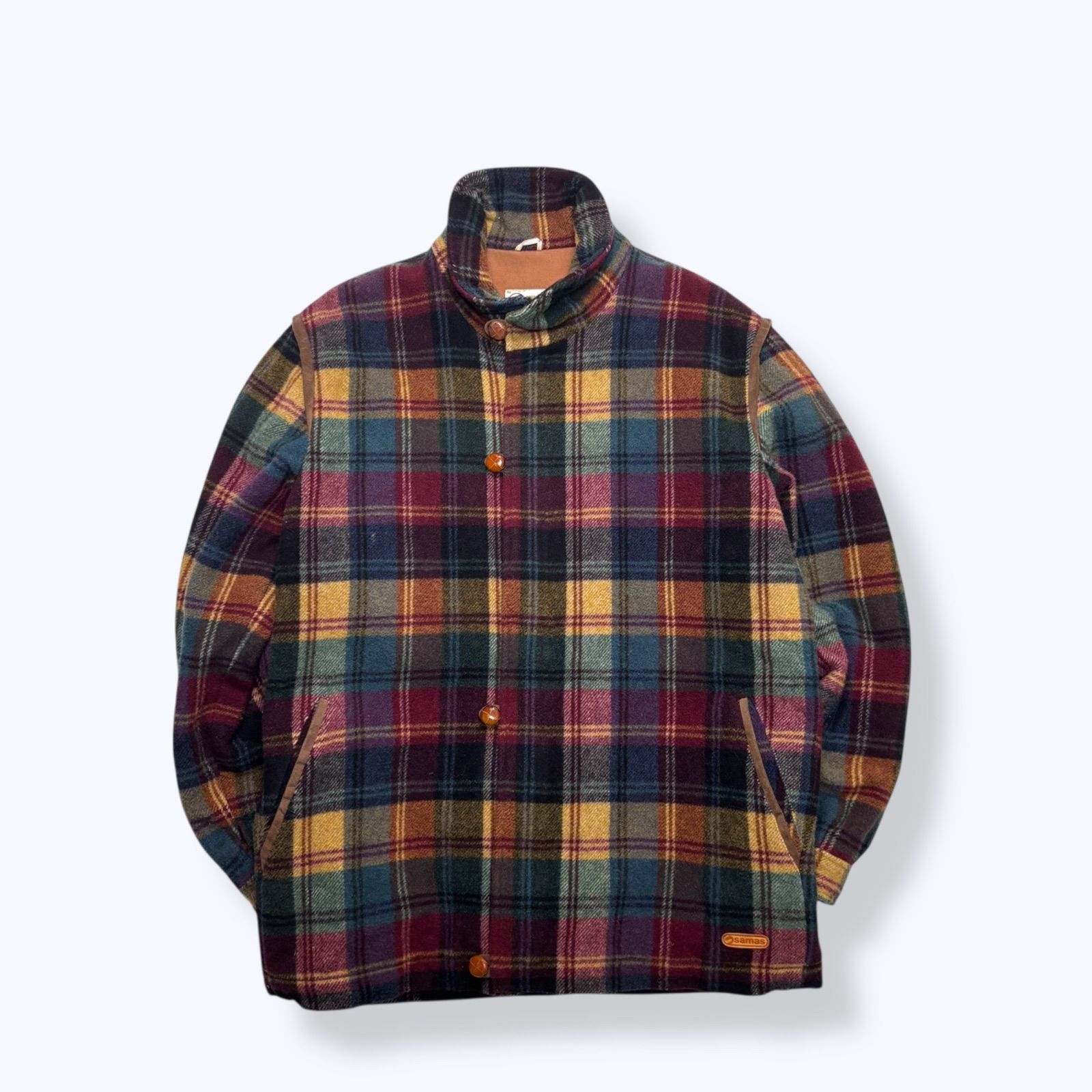 Rare】 70s~80s 割引 Samas SPORTSWEAR Stand Collar Wool Jacket Made