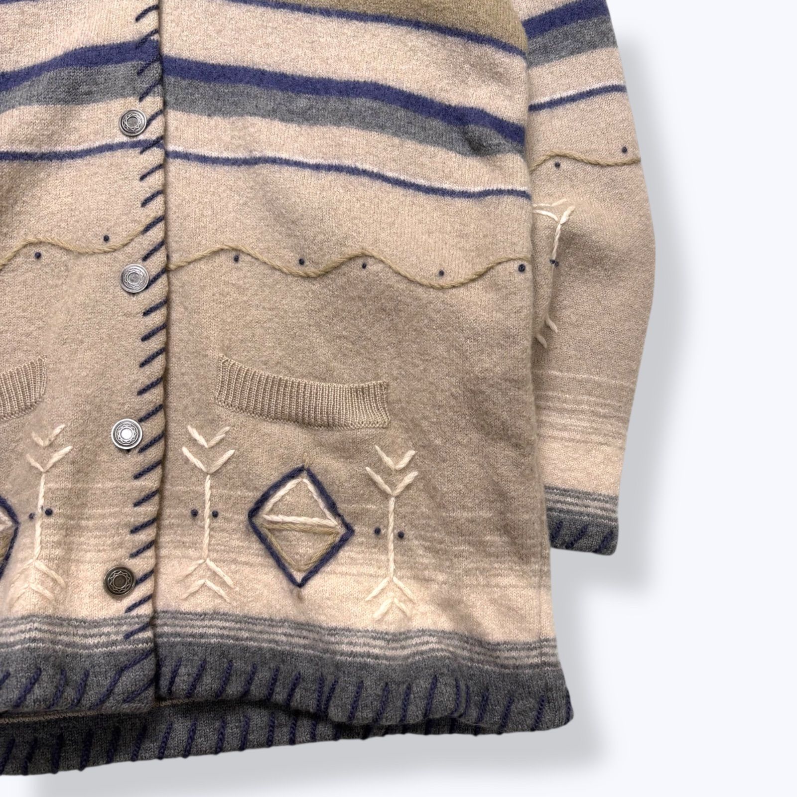 Rare】 90s Woolrich Multi Border Shawl Collar Cardigan 【XL】 90 