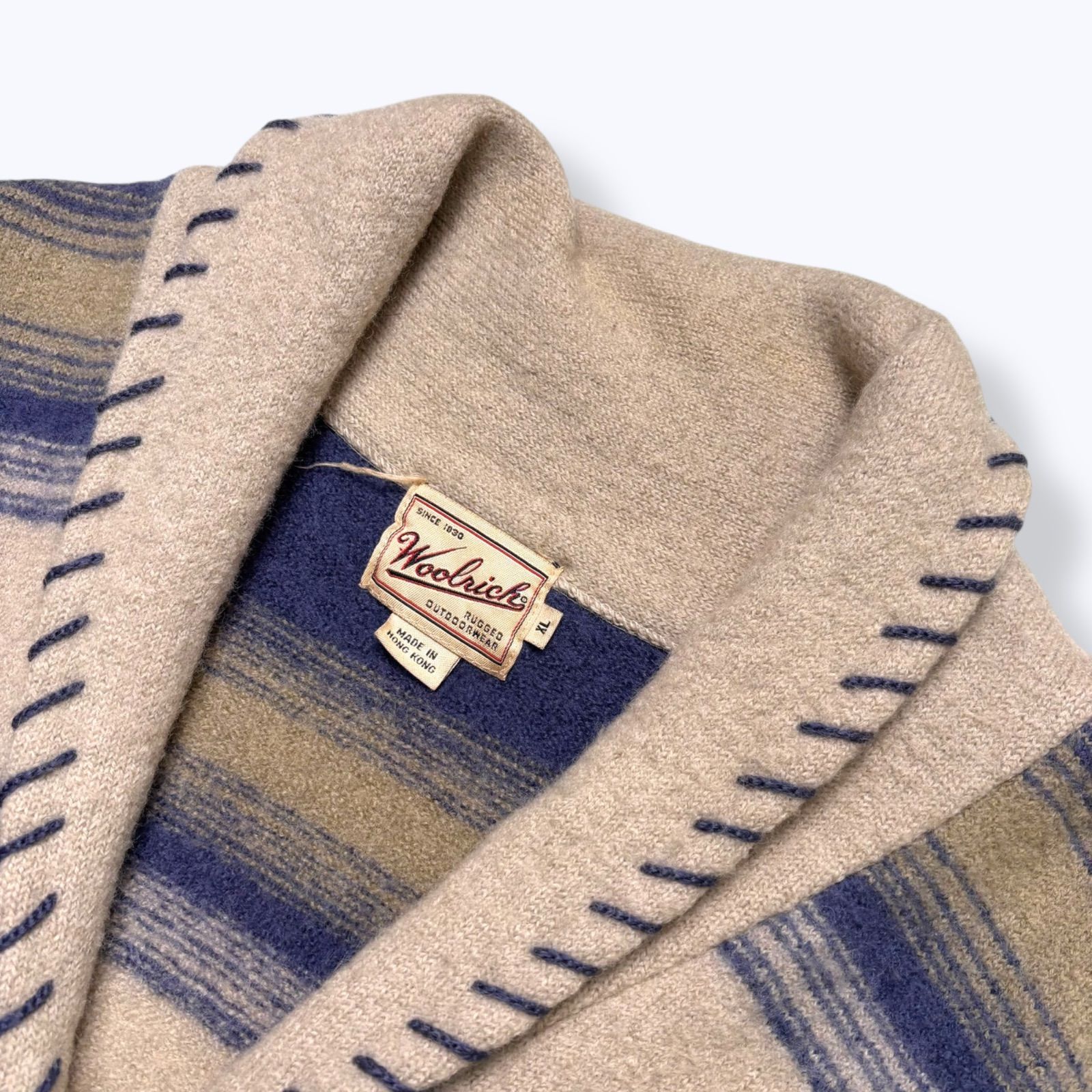 Rare】 90s Woolrich Multi Border Shawl Collar Cardigan 【XL】 90 