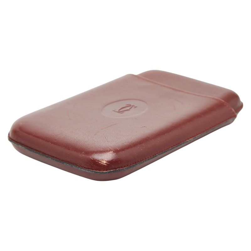 カルティエ マストライン ワインレッド ボルドー レザー メンズ