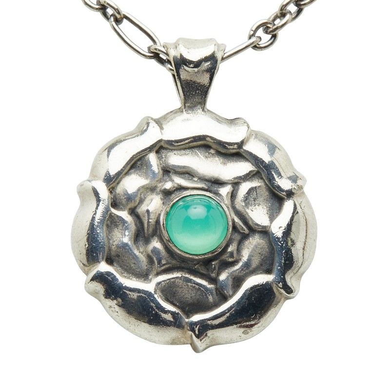 GEORG JENSEN ネックレス クリソプレーズ バース ペンダント 宝石 