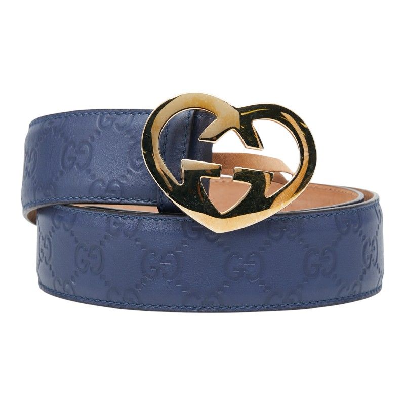 グッチ グッチシマ ハートバックル ベルト サイズ:85/34 245856 ブルー