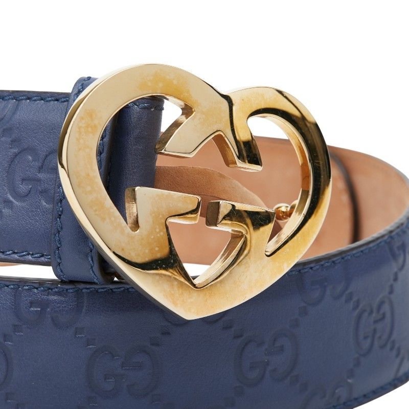 グッチ グッチシマ ハートバックル ベルト サイズ:85/34 245856 ブルー