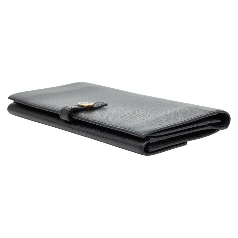 シャネル ココマーク Wホック 長財布 ブラック レザー レディース