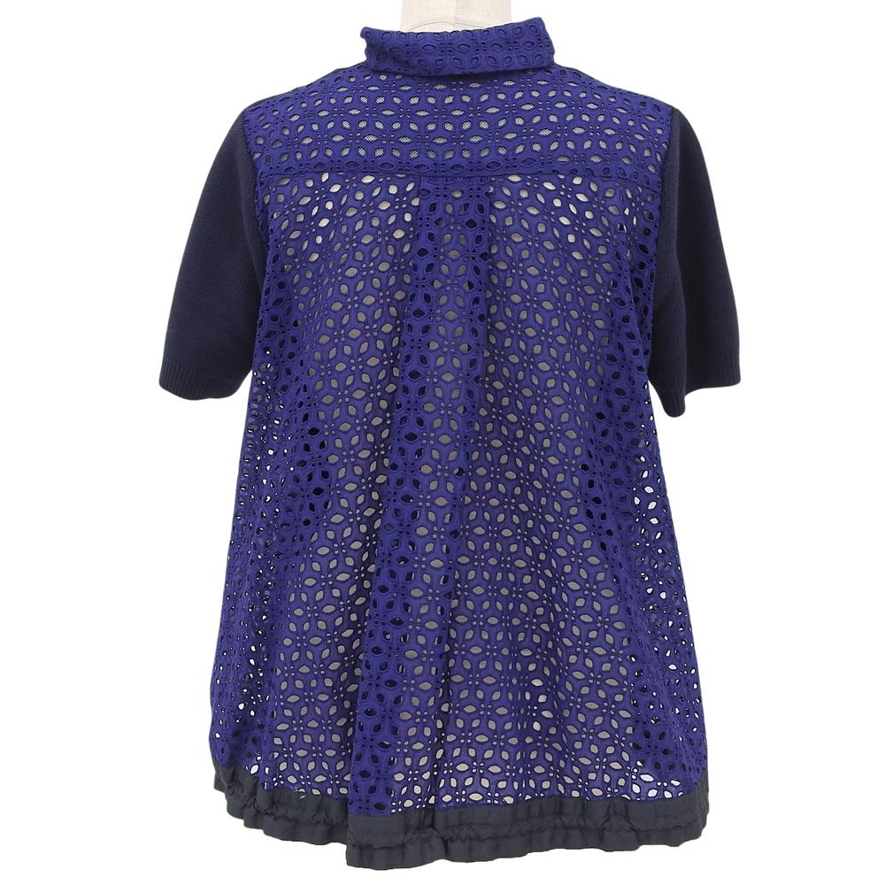 超美品 サカイ Sacai 2017年商品 17-03037 レース切替 半袖 ドロー