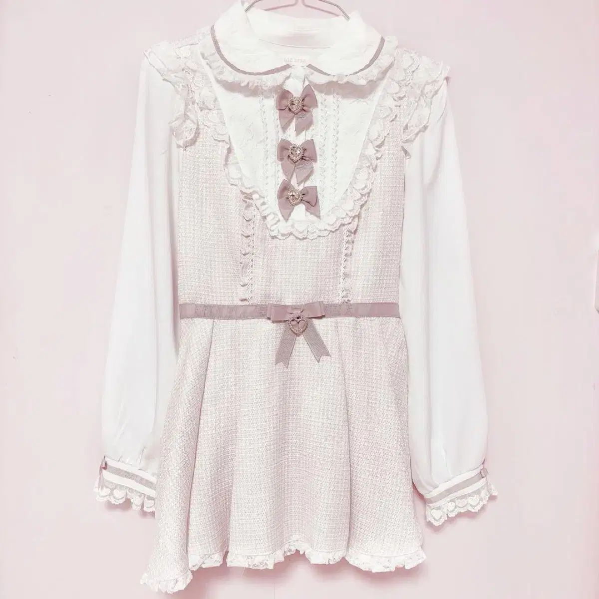 リズリサ 3連リボン ツイード セットアップ lizlisa 量産型 ブラウス