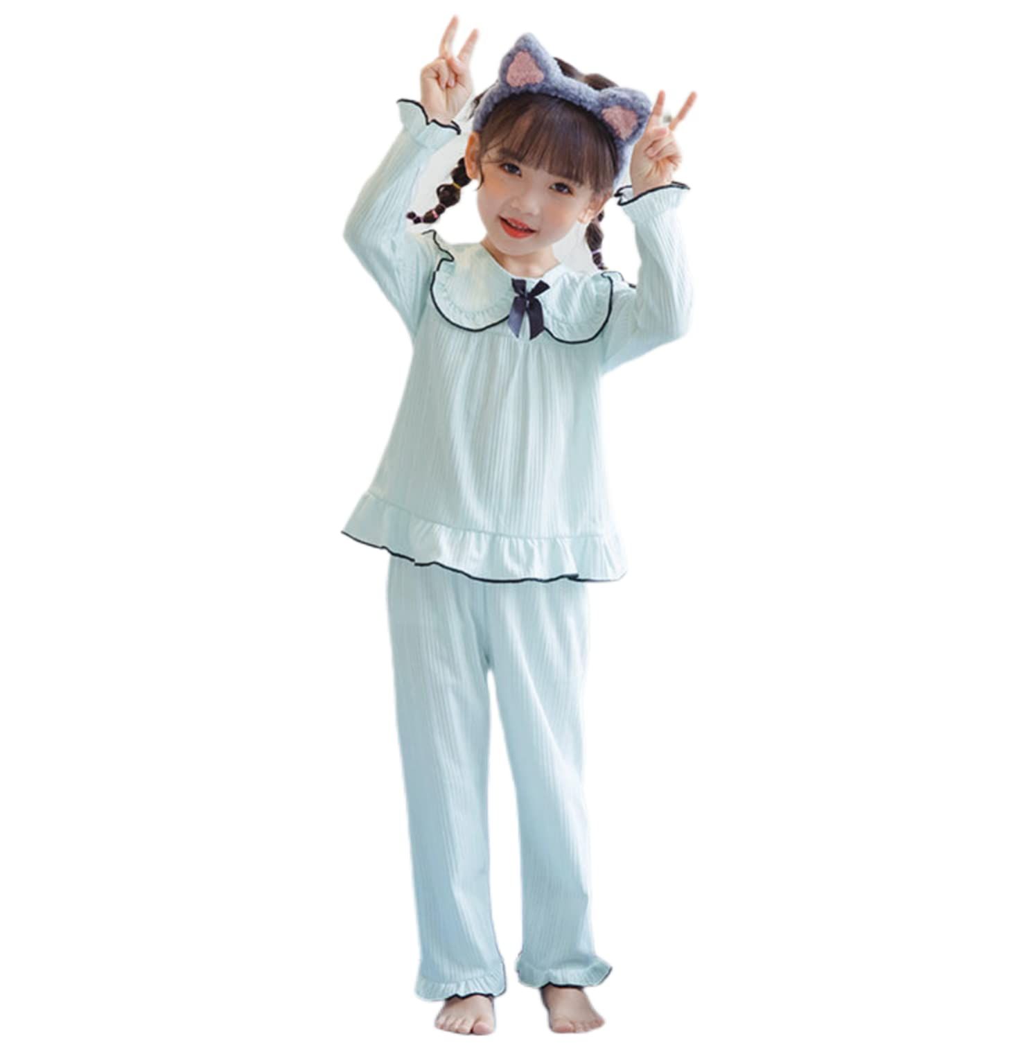 人気セール，得価 MOE2HUO キッズパジャマ 女の子長袖純綿上下セット パジャマ 中大童親子服 部屋着 可愛い パジャマ カジュアル 春夏秋冬 100-170cm 女の子パジャマ その他