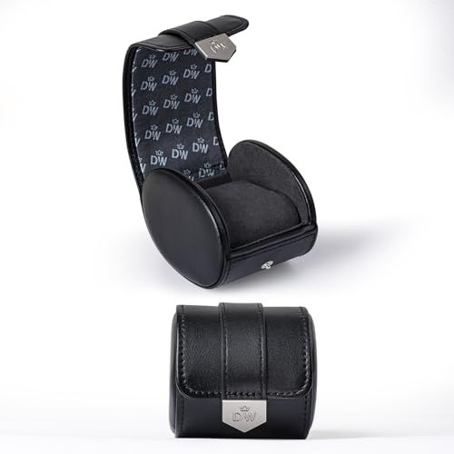 DUKWIN 時計ケース 1本 ウォッチロール PUレザー 腕時計収納ケース 旅行 本革 腕時計ロール ウォッチケース ポータブルウォッチロール トラベルケース 収納ボックス 持ち運び ブラック 65 e 4317 d