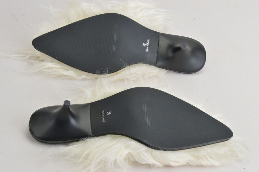 ザレッドスレッド THEREDTHREAD ミュール ヒール S hairy fur mule