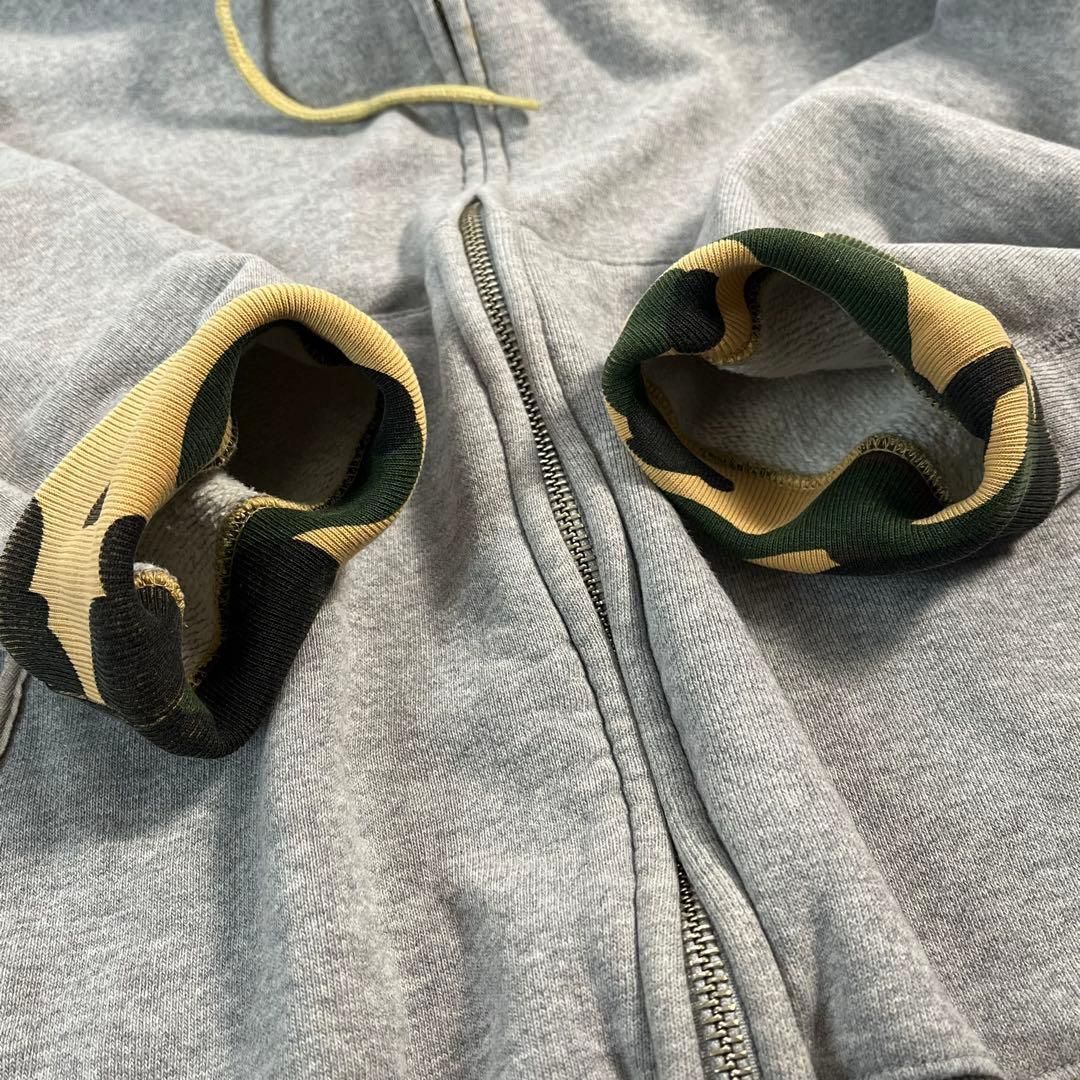 ☆BAPE A BATHING APE フルジップ パーカー グレー カモフラ☆ Aape 迷彩柄 zip hoodie パーカー グレー メンズXL BAPE A BATHING APE