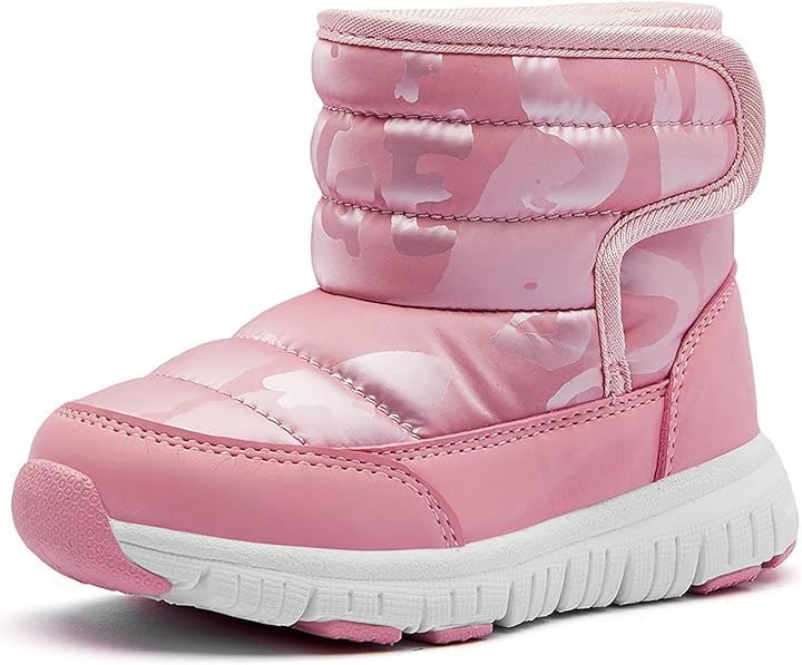 MAYCY スノーブーツ キッズ ウインターブーツ ベビー 女の子 男の子 スノーシューズ 子供 雪遊び アウトドア 冬用 靴 雪用 裏ボア 防水 防寒 滑り止め 軽量 (08ピンク，  12.5 cm 3E)