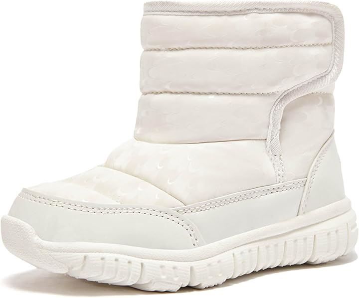 MAYCY スノーブーツ キッズ ウインターブーツ ベビー 女の子 男の子 スノーシューズ 子供 雪遊び アウトドア 冬用 靴 雪用 裏ボア 防水 防寒 滑り止め 軽量 (01ホワイト，  20.5 cm 3E)
