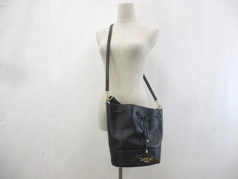 ラルフローレン Ralph Lauren ショルダーバッグ 巾着 バケットバッグ ドローストリング ブラック 黒 レディース