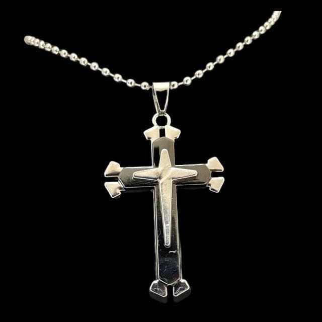 N074】ネックレス メンズ レディース ブルー 青 ブラック 黒 クロス