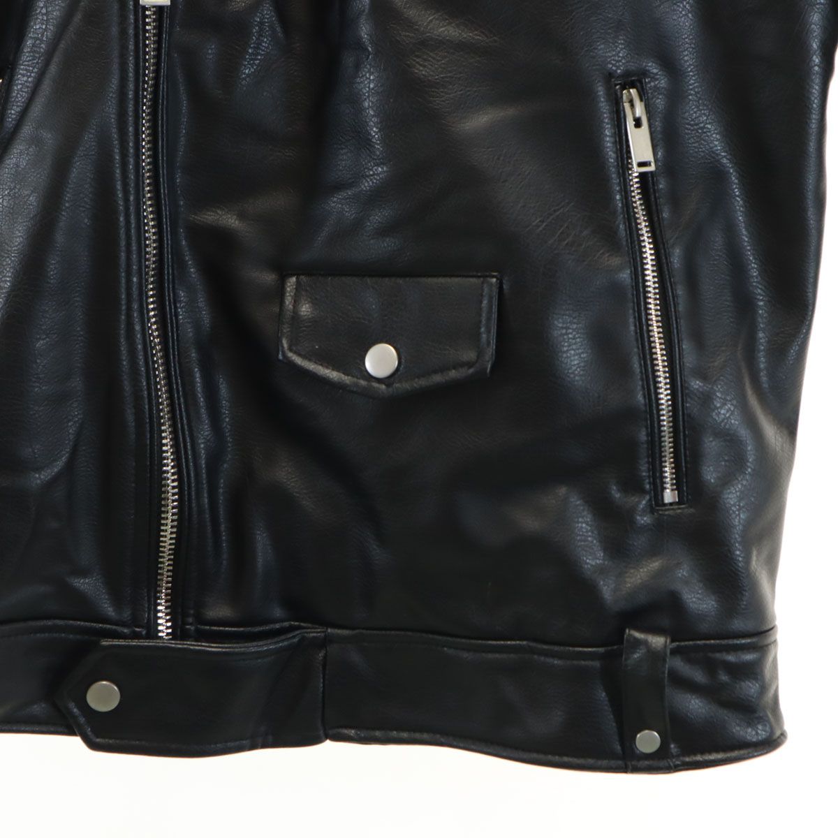 ZARA ザラ フェイクレザー ダブルライダースジャケット M ブラック