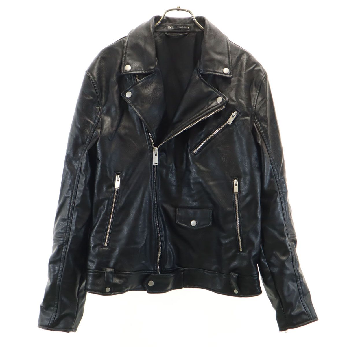 ZARA ザラ フェイクレザー ダブルライダースジャケット M ブラック