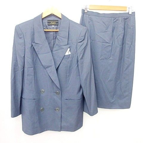 レリアン Leilian スカートスーツ セットアップ 背抜き 13 大きいサイズ グレー ORG A 1127