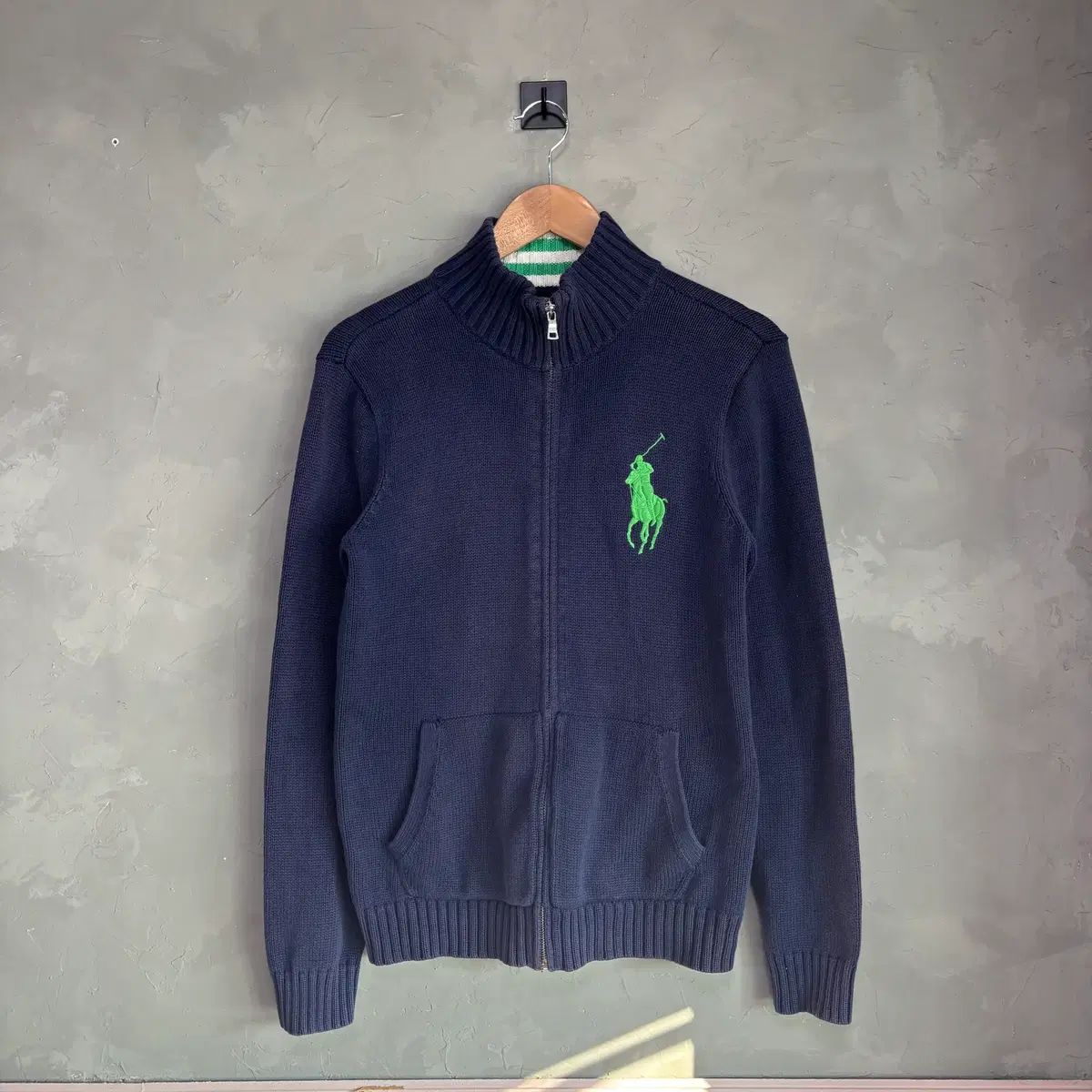 公式 ポロラルフローレン ニット ジップアップ ネイビー