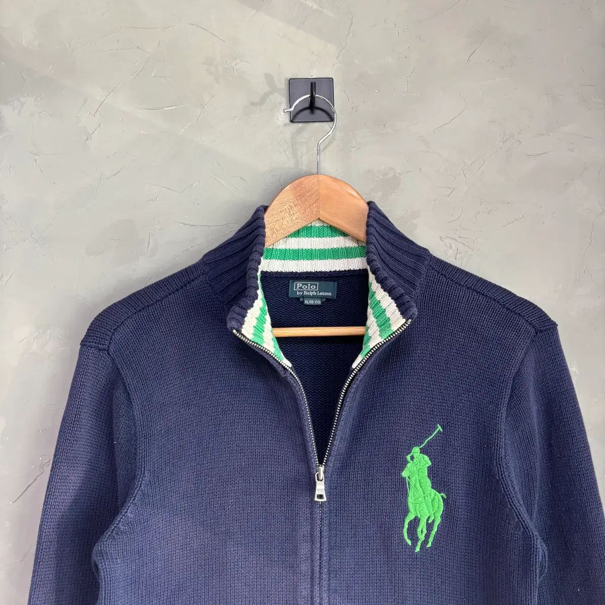 公式 ポロラルフローレン ニット ジップアップ ネイビー