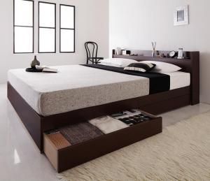 ポイント14倍 12 5 コンセント付き収納ベッド マルチラススーパースプリング マットレス付き クイーン SS×2