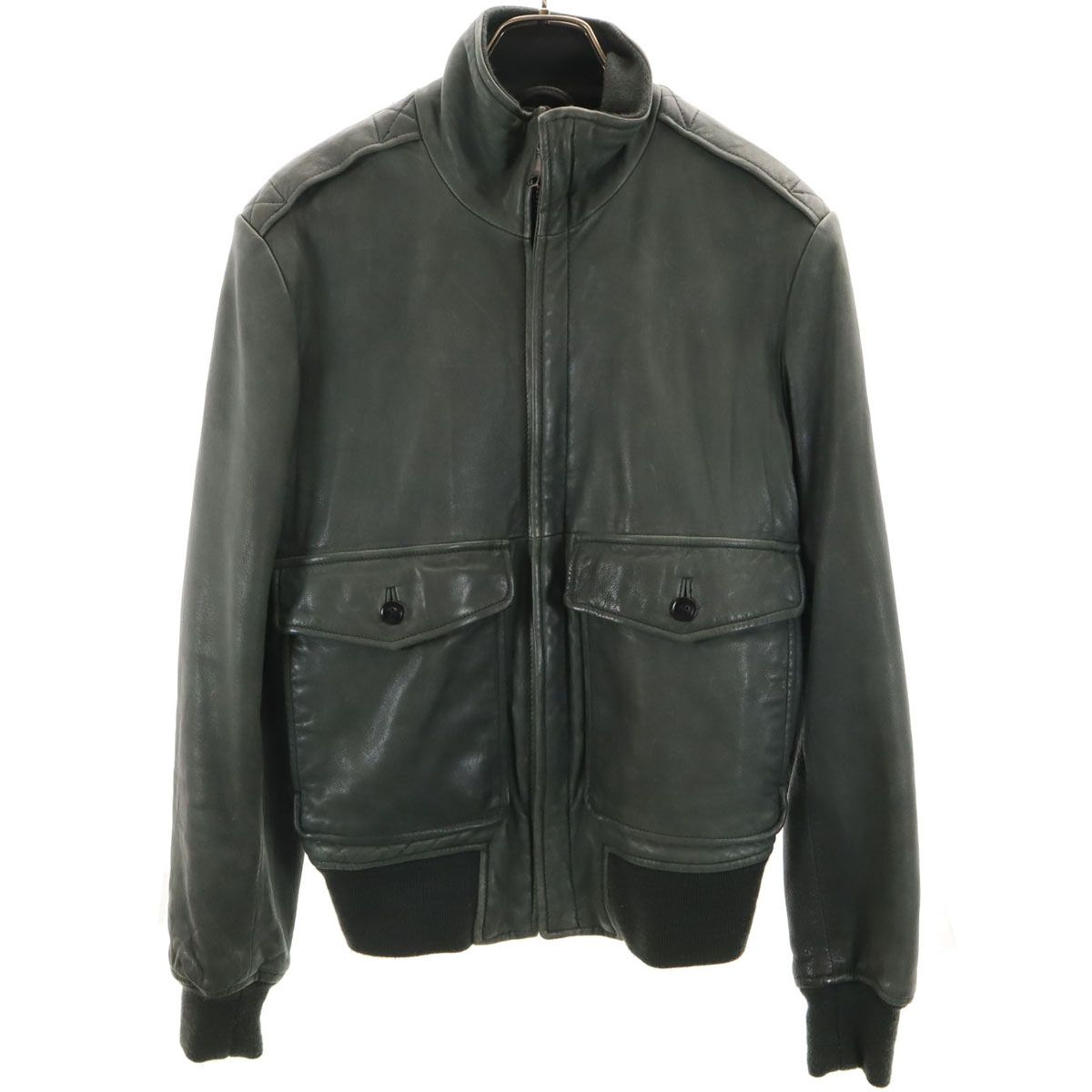 BANANA REPUBLIC レザージャケット ダークグリーン S Banana Republic バナナリパブリック 羊革 レザージャケット S