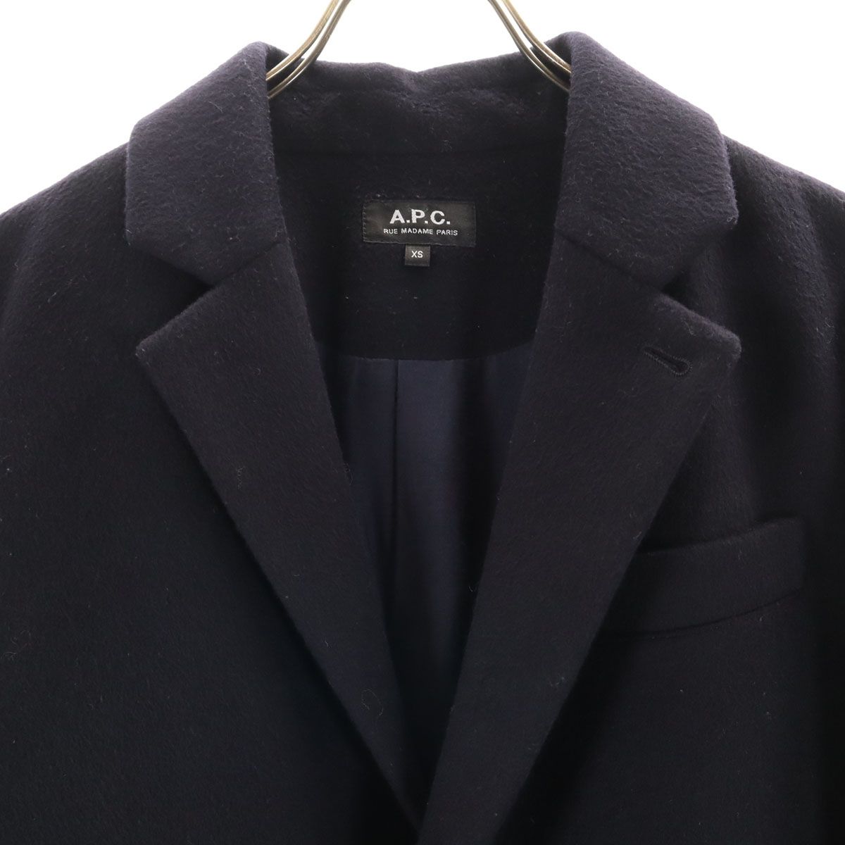 A.P.C. ネイビー チェスターコート XS A.P.C. アーペーセー チェスターコート XS 濃紺 中綿 メンズ 古着
