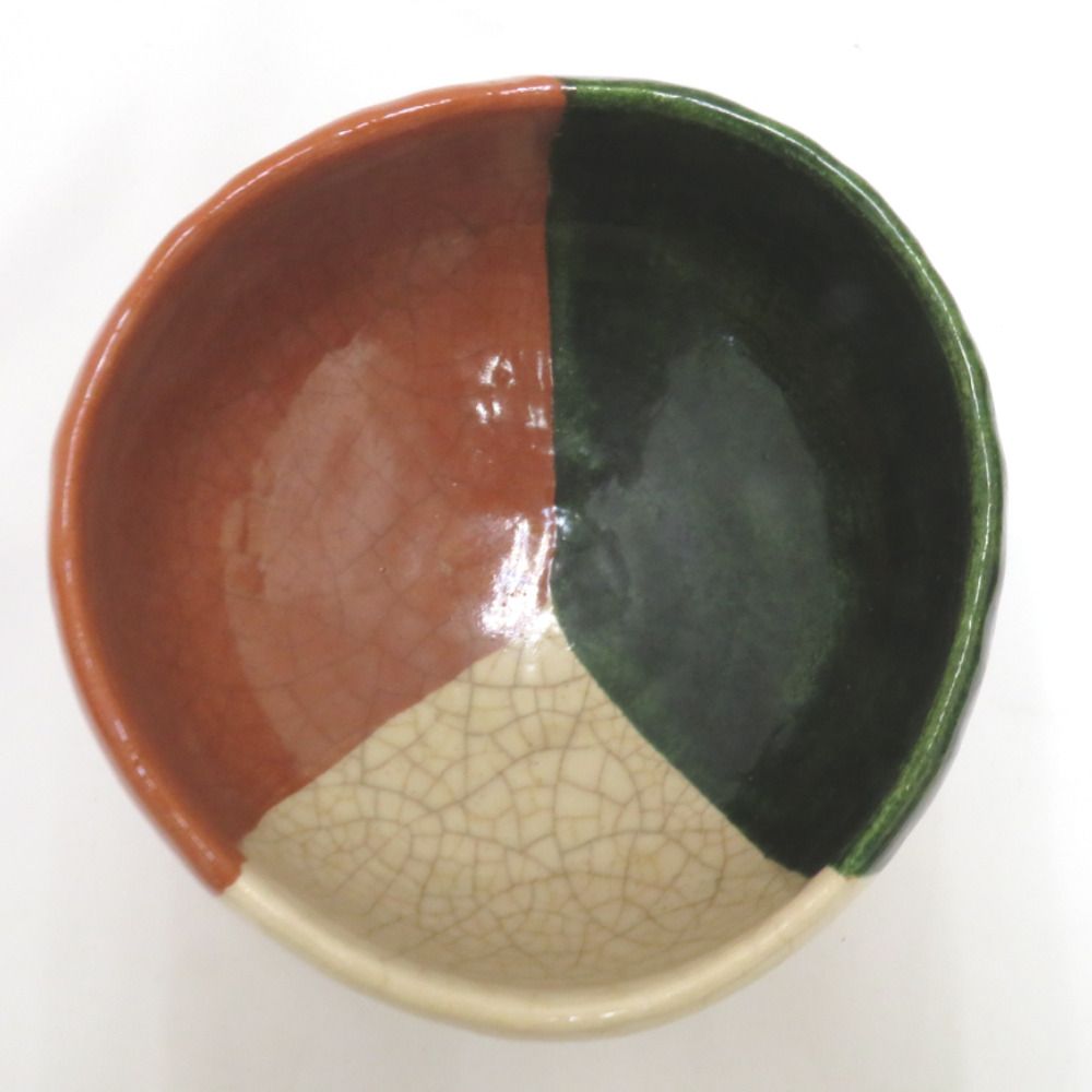  骨董 民芸品 食器 方円窯 西村壹楽 壱楽 掛分沓形 茶盌 抹茶碗 共箱有 共布有 陶歴有 茶道具 茶器 その他 日本茶用品 茶器