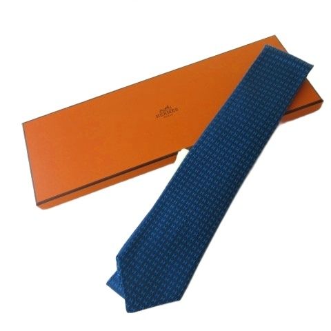 エルメス HERMES タグ付き ネクタイ H柄 シルク100 ブルー 青 - メルカリ