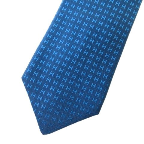 エルメス HERMES タグ付き ネクタイ H柄 シルク100 ブルー 青 - メルカリ