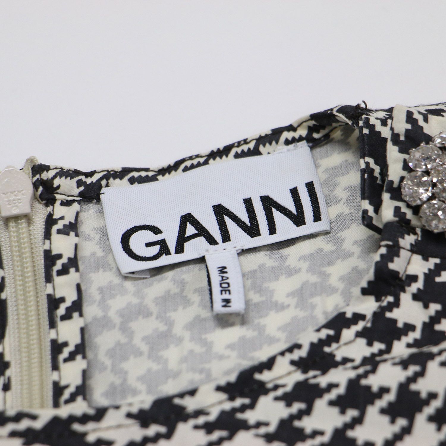 レディース GANNI ガニー ブラウス ブラック ホワイト 黒白 サイズ:34 