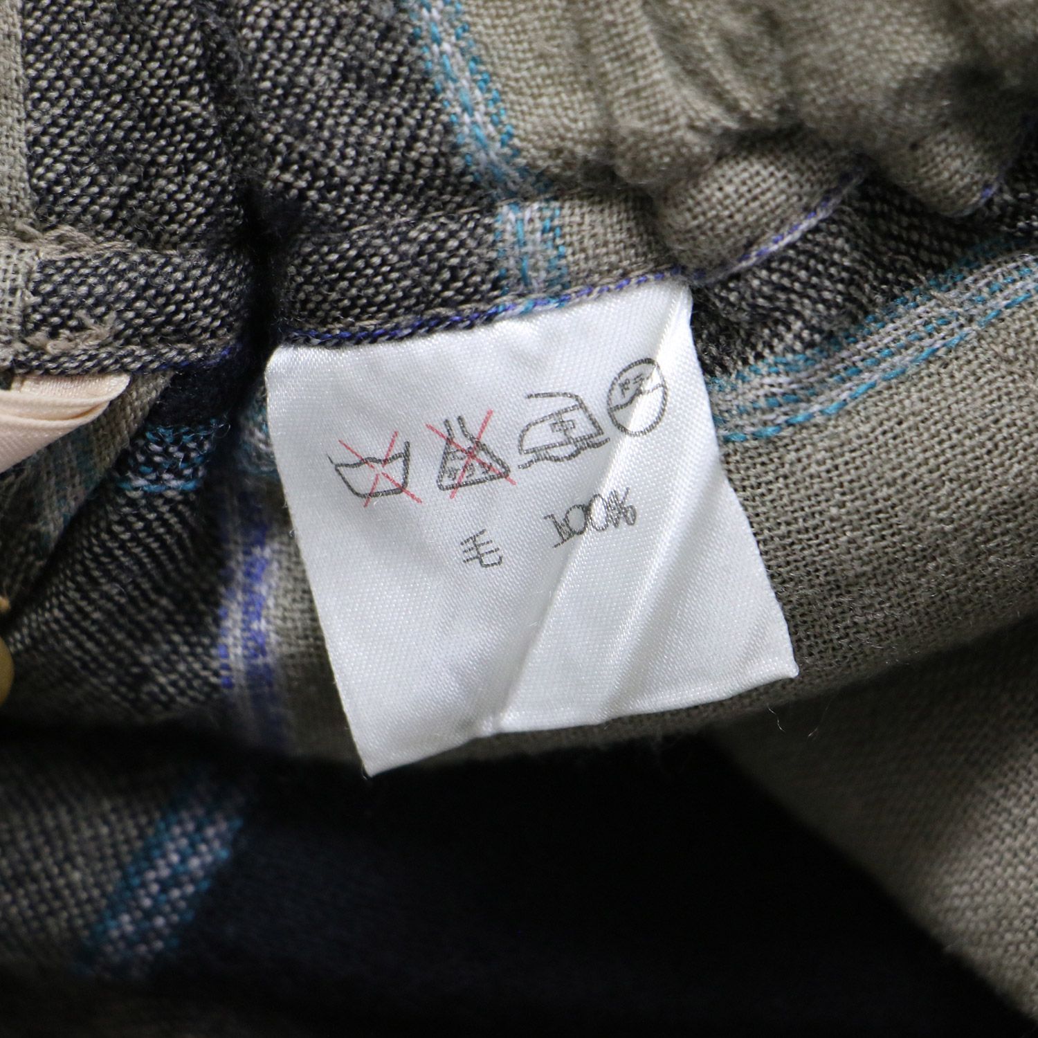 Plantation プランテーション パンツ カーキ ブラック系 サイズ:M | チェック柄 ウール サルエルパンツ | ウエストゴム ワイド ドレープ | 日本製 | ボトムス ズボン【レディース】【中古】【K4655】 Plantation プランテーション パンツ カーキ ブラック系 サイズ:M