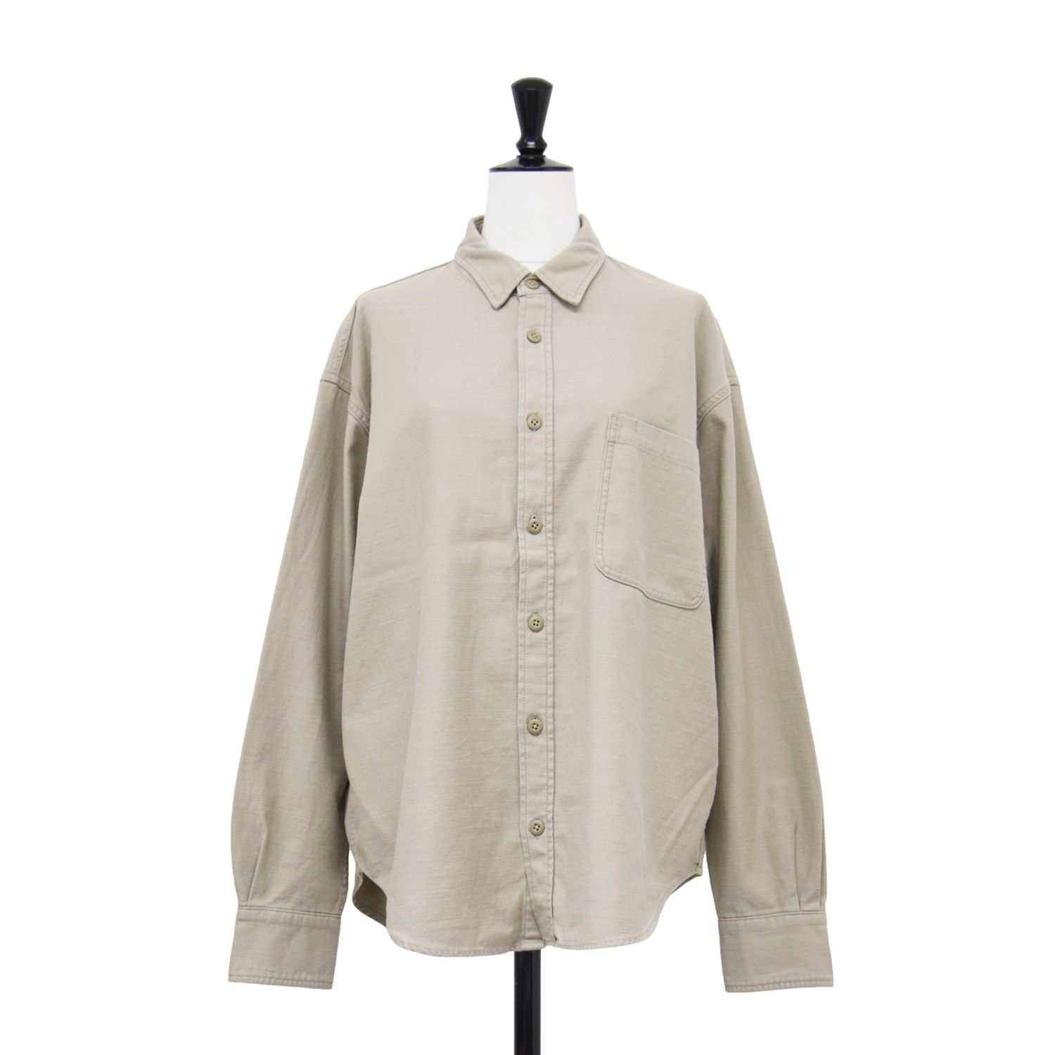 Plage プラージュ シャツ ベージュ サイズ:FREE | 25春夏 バックサテン シャツ | Back Satin | 長袖 レギュラーカラー オーバーサイズ コットン | 日本製 | トップス ブラウス 【レディース】【中古】【K4655】 Plage プラージュ シャツ ベージュ サイズ:FREE | 25春夏 バックサテン