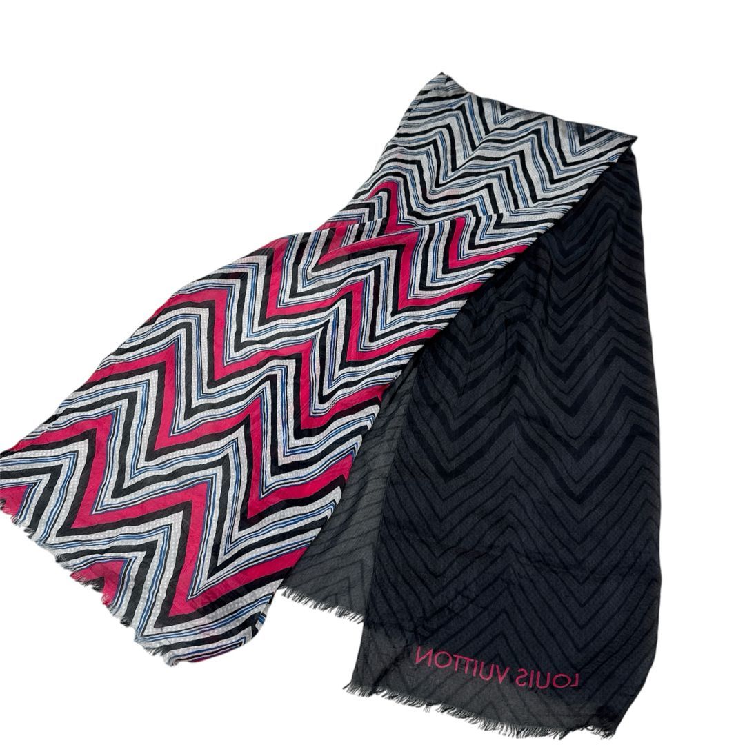 極美品 ルイヴィトン 大判 スカーフ ショール ブラック系 マルチカラー