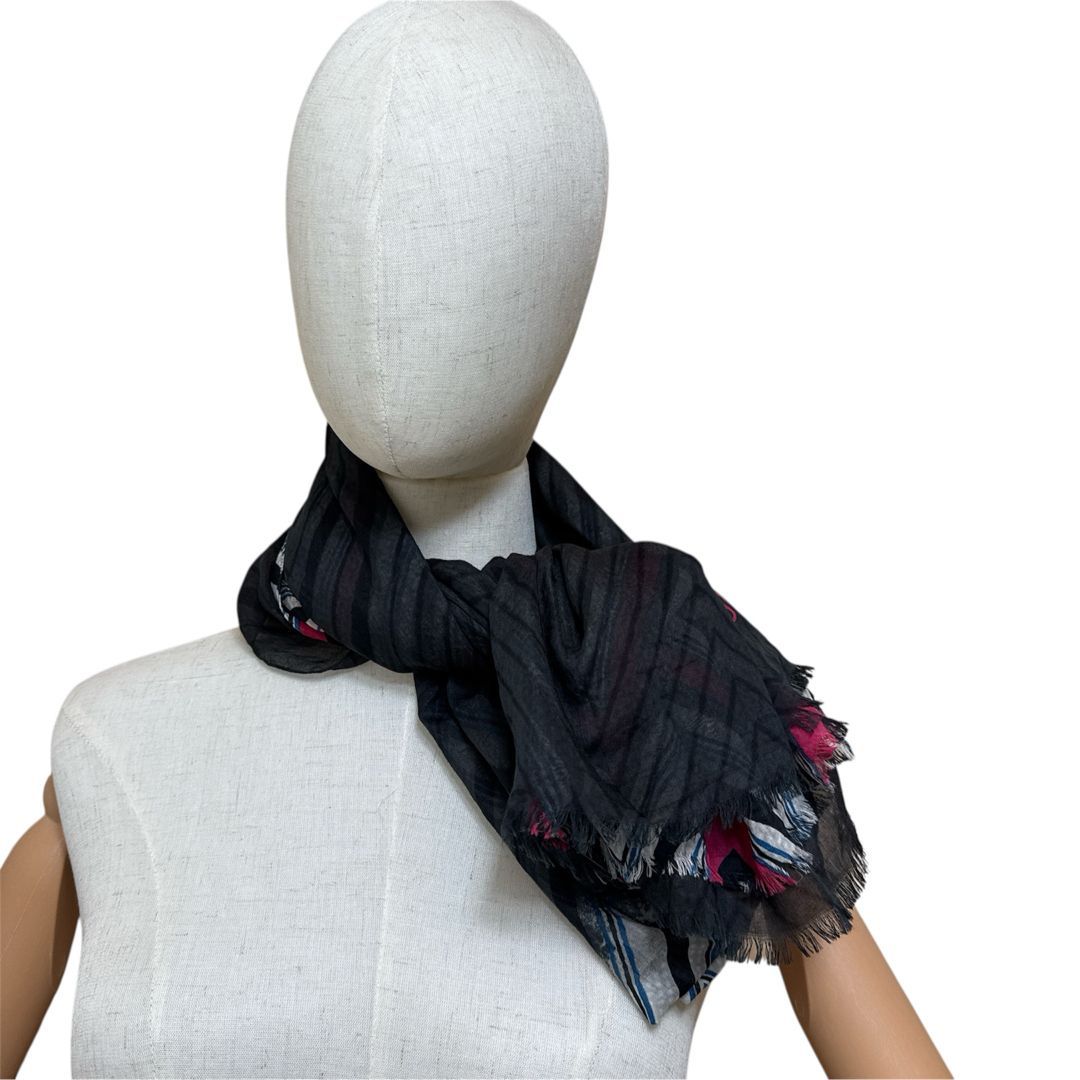 極美品 ルイヴィトン 大判 スカーフ ショール ブラック系 マルチカラー