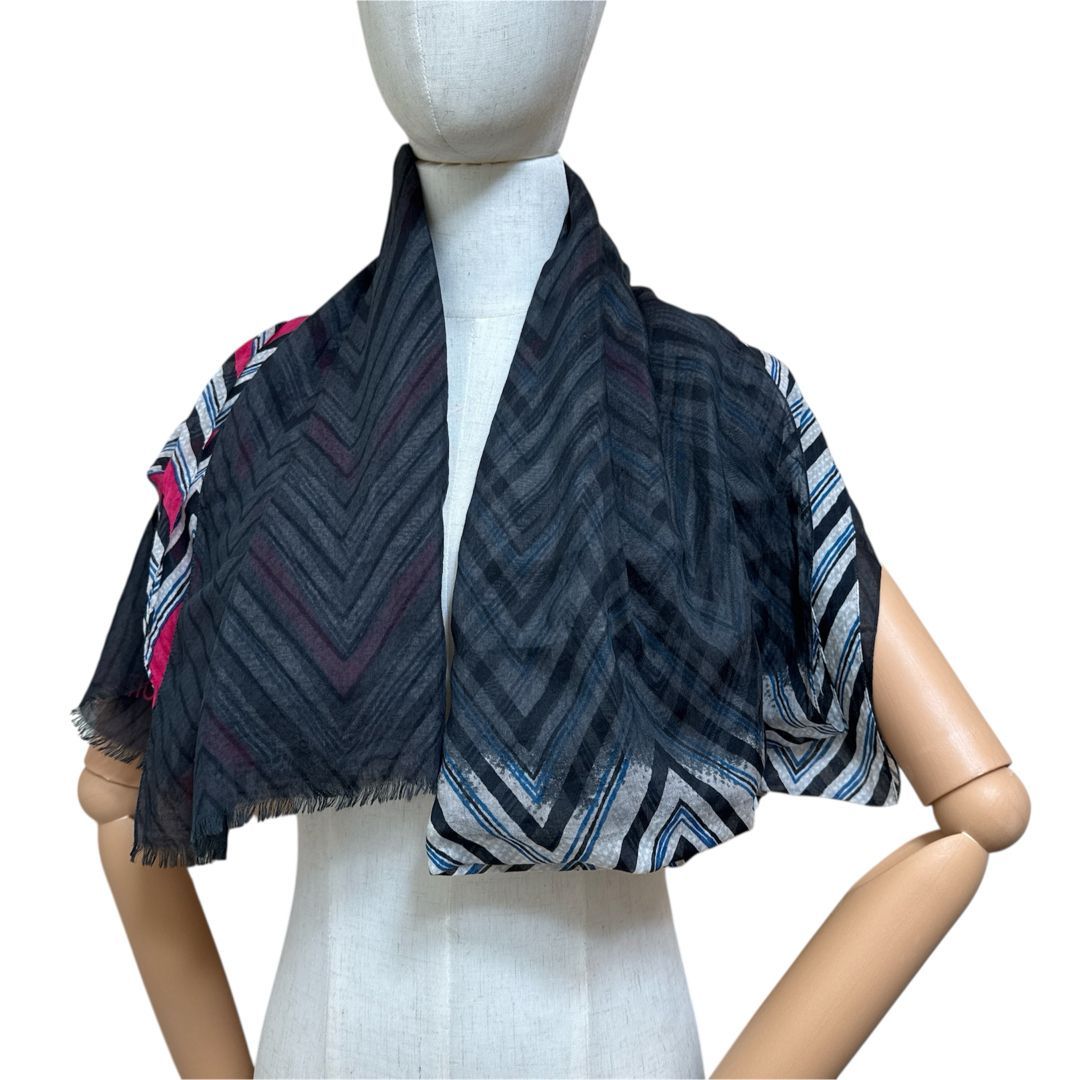 極美品 ルイヴィトン 大判 スカーフ ショール ブラック系 マルチカラー